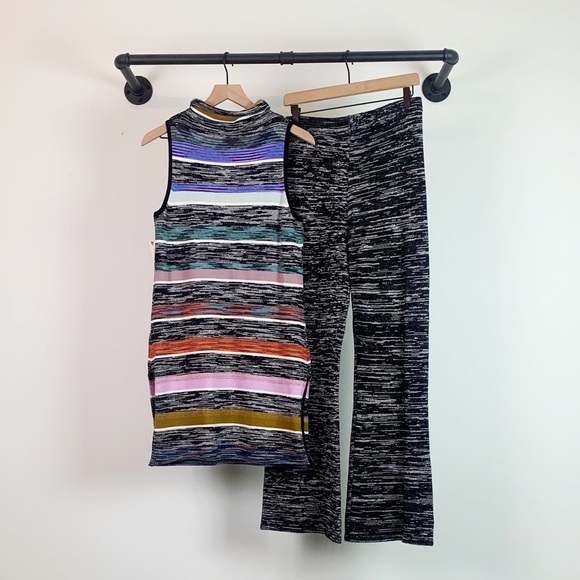 Anthropologie Space Dyed Knit Pant Loungewear Set- Tank & Wide Leg Pants - Picture 8 of 9